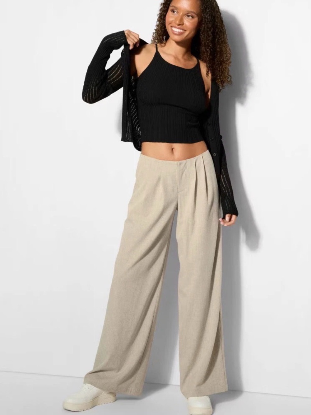 🌺NWT WILD FABLE BEIGE BAGGY WIDE LEG PANTS SIZE 8🌺